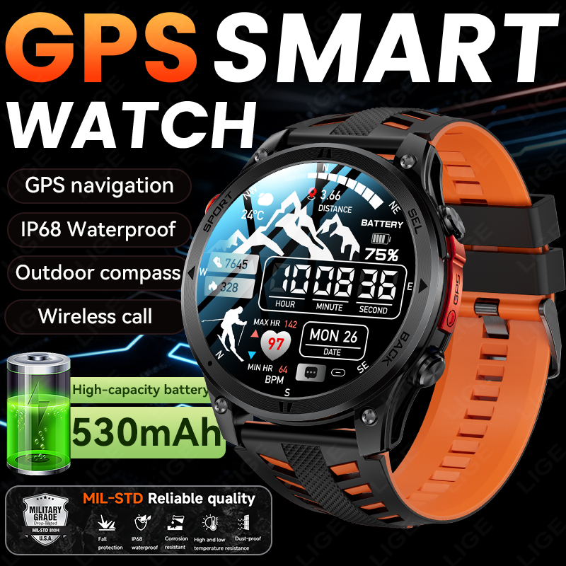Gps Running Watch - LIGE Askeri GPS Akıllı Saat Dahili